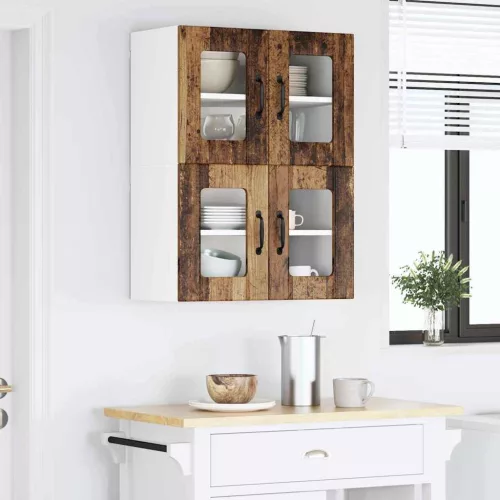 Fali konyhaszekrény 2 pcs Öreg fa 60 x 31 x 40 cm Faanyag