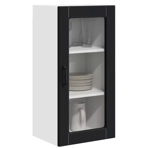 Fali konyhaszekrény 2 pcs Fekete 40 x 31 x 80 cm Faanyag