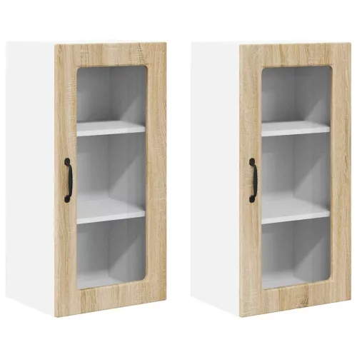 Fali konyhaszekrény 2 pcs Sonoma tölgy 40 x 31 x 80 cm Faanyag