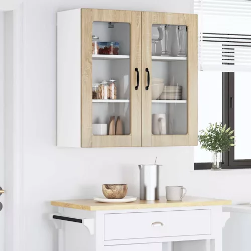Fali konyhaszekrény 2 pcs Sonoma tölgy 40 x 31 x 80 cm Faanyag