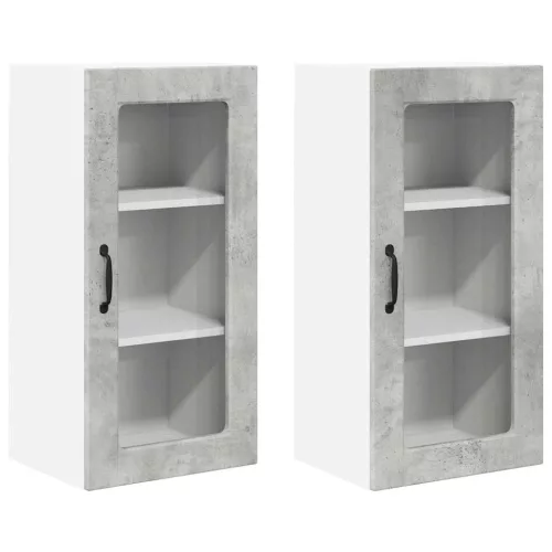 Fali konyhaszekrény 2 pcs Beton Szürke 40 x 31 x 80 cm Faanyag