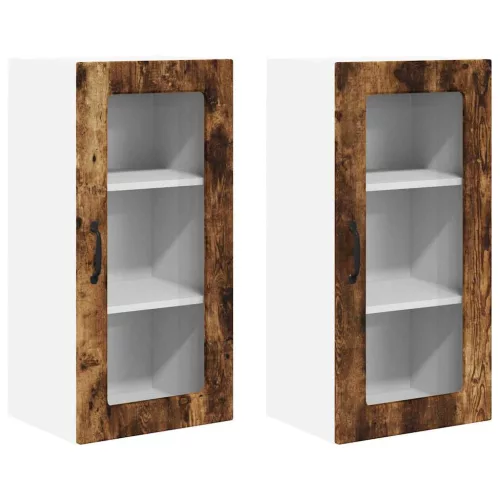 Fali konyhaszekrény 2 pcs Füstölt tölgy 40 x 31 x 80 cm Faanyag