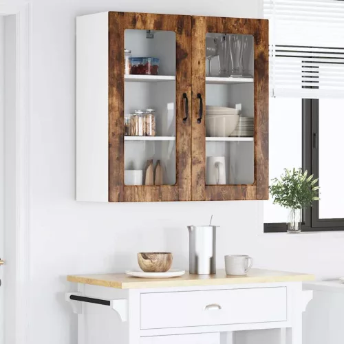 Fali konyhaszekrény 2 pcs Füstölt tölgy 40 x 31 x 80 cm Faanyag
