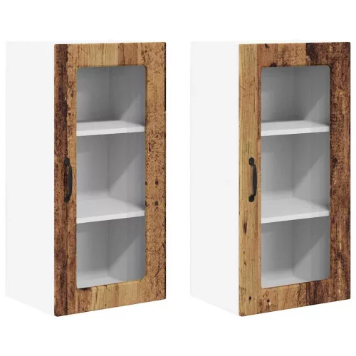Fali konyhaszekrény 2 pcs Öreg fa 40 x 31 x 80 cm Faanyag