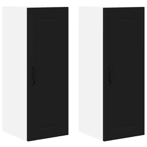 Fali konyhaszekrény 2 pcs Fekete 30 x 31 x 80 cm Faanyag