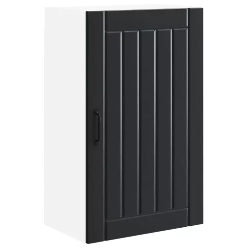 Fali konyhaszekrény polcokkal Fekete 50 x 31 x 80 cm Faanyag