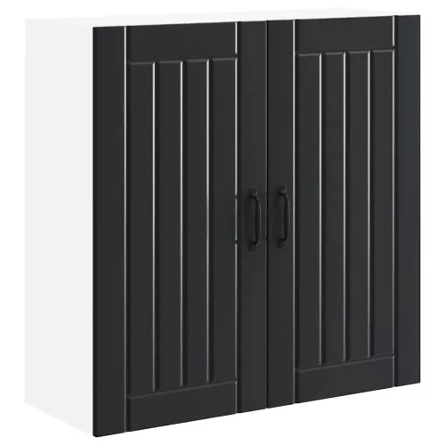 Fali konyhaszekrény polcokkal Fekete 80 x 31 x 80 cm Faanyag