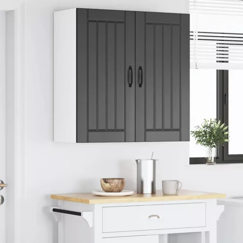 Fali konyhaszekrény polcokkal Fekete 80 x 31 x 80 cm Faanyag