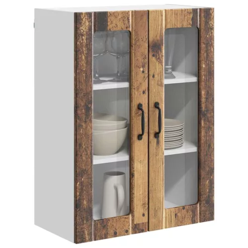 Fali konyhaszekrény polcokkal Öreg fa 60 x 31 x 80 cm Faanyag