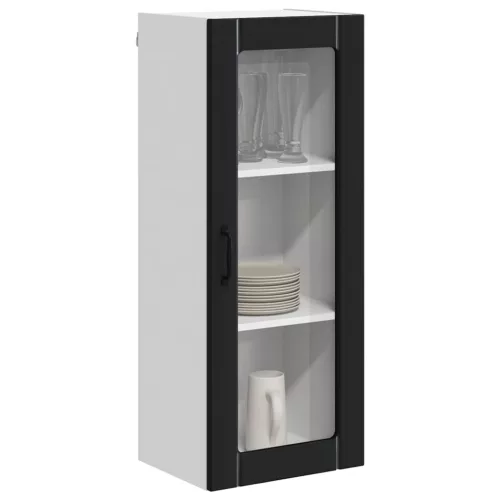 Fali konyhaszekrény polcokkal Fekete 40 x 31 x 100 cm Faanyag