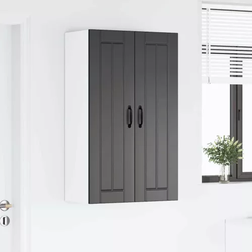 Fali konyhaszekrény polcokkal Fekete 60 x 31 x 100 cm Faanyag