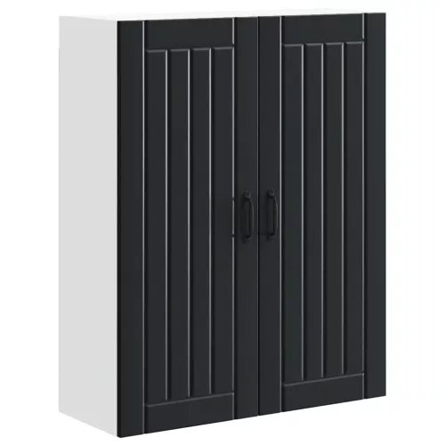 Fali konyhaszekrény polcokkal Fekete 80 x 31 x 100 cm Faanyag