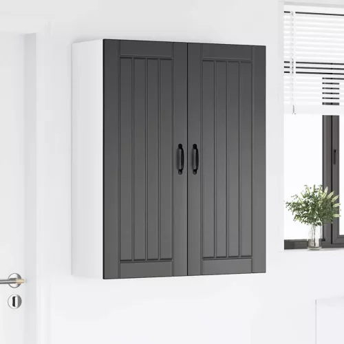 Fali konyhaszekrény polcokkal Fekete 80 x 31 x 100 cm Faanyag