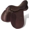 Lovaglás Nyereg Készlet 16 "Valódi Bőr Barna 14 cm 5-az-1- be