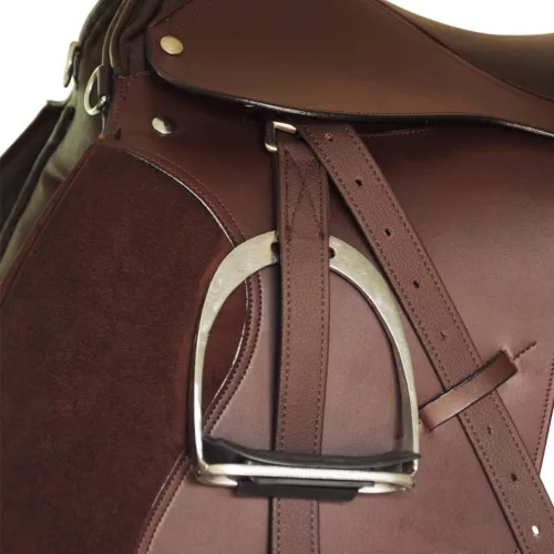 Lovaglás Nyereg Készlet 16 "Valódi Bőr Barna 14 cm 5-az-1- be