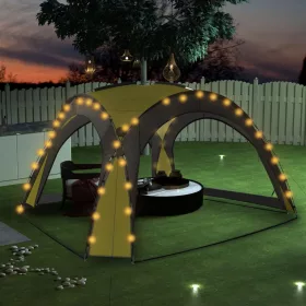   Zöld rendezvénysátor LED-del és 4 oldalfallal 3,6 x 3,6 x 2,3 m