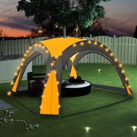   Sárga rendezvénysátor LED-del és 4 oldalfallal 3,6x3,6x2,3 m