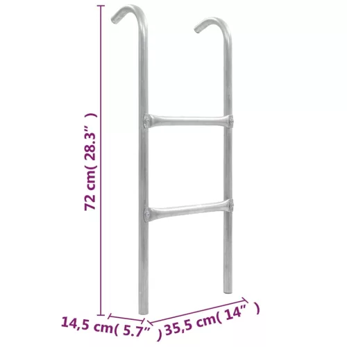 92408  2 fokos ezüstszínű acél trambulin létra 72 cm (65 cm magashoz alkalmas)
