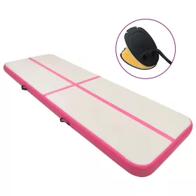   Rózsaszín PVC felfújható tornamatrac pumpával 400 x 100 x 15 cm