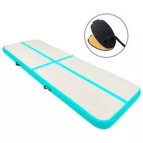   Zöld PVC felfújható tornamatrac pumpával 300 x 100 x 20 cm