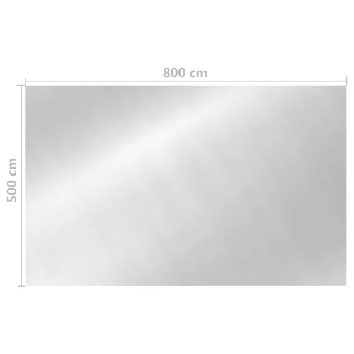 Ezüstszínű négyszögletes PE medencetakaró 800 x 500 cm