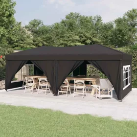   Antracitszürke összecsukható partisátor oldalfalakkal 3 x 6 m