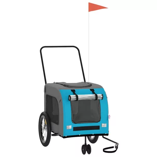 Kék-szürke oxford szövet és vas kisállatszállító utánfutó