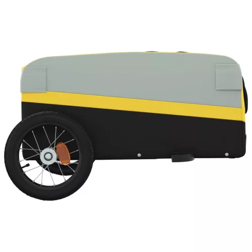 Fekete-sárga vas kerékpár-utánfutó 30 kg