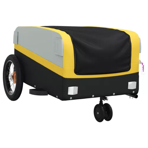 Fekete-sárga vas kerékpár-utánfutó 30 kg