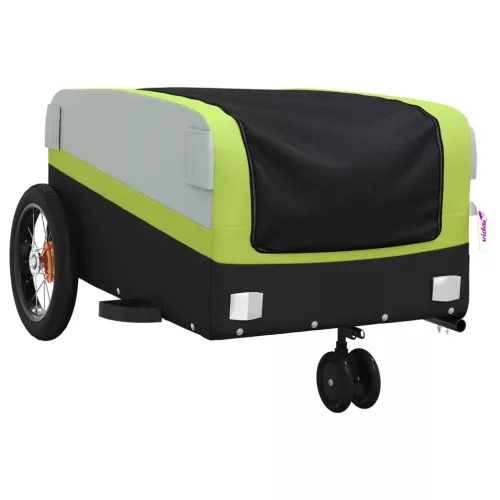 Fekete-zöld vas kerékpár-utánfutó 30 kg