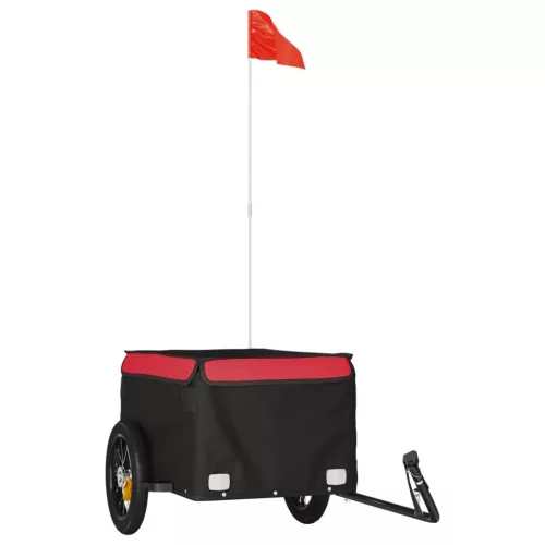 Fekete-piros vas kerékpár-utánfutó 30 kg