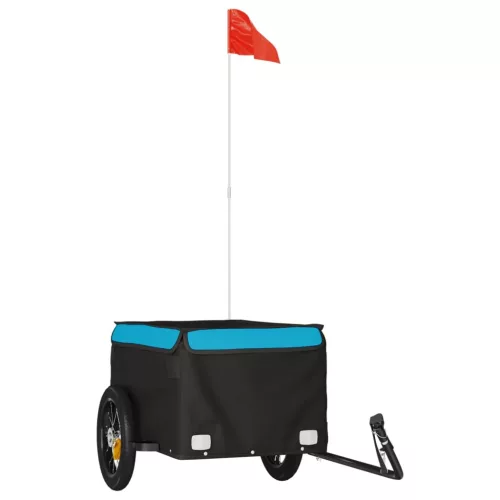 Fekete-kék vas kerékpár-utánfutó 30 kg