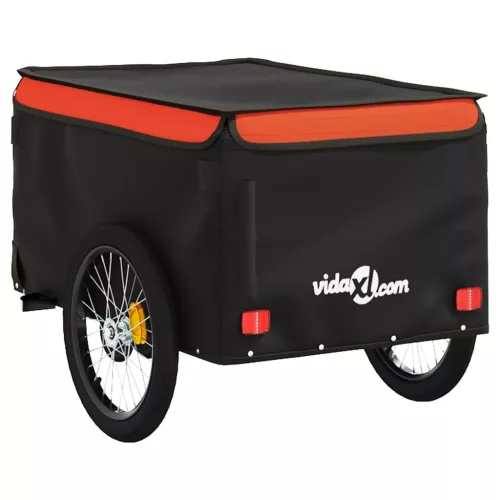 Fekete-narancssárga vas kerékpár-utánfutó 30 kg