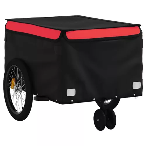 Fekete-piros vas kerékpár-utánfutó 30 kg