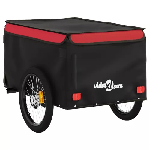 Fekete-piros vas kerékpár-utánfutó 30 kg