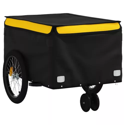 Fekete-sárga vas kerékpár-utánfutó 30 kg
