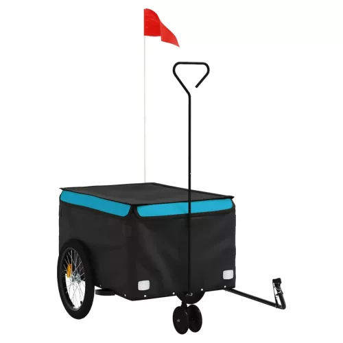 Fekete-kék vas kerékpár-utánfutó 30 kg
