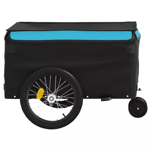 Fekete-kék vas kerékpár-utánfutó 30 kg