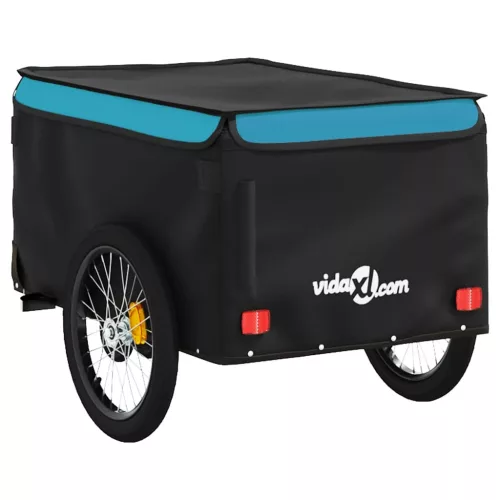 Fekete-kék vas kerékpár-utánfutó 30 kg