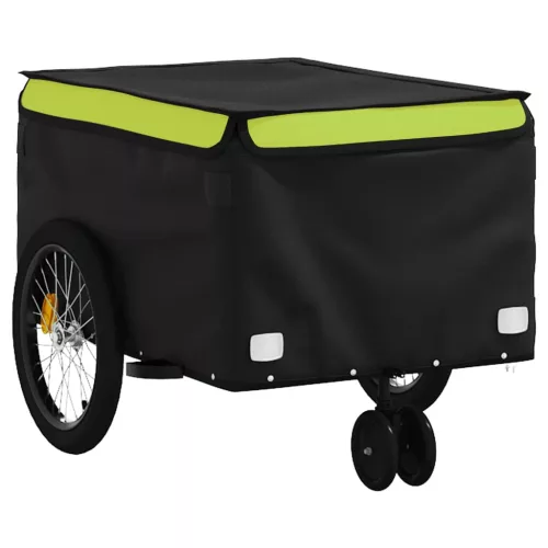 Fekete-zöld vas kerékpár-utánfutó 30 kg