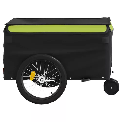 Fekete-zöld vas kerékpár-utánfutó 30 kg