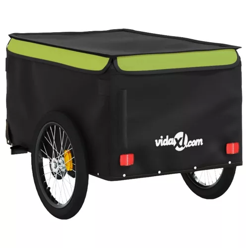 Fekete-zöld vas kerékpár-utánfutó 30 kg