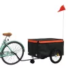 Fekete-narancssárga vas kerékpár-utánfutó 45 kg