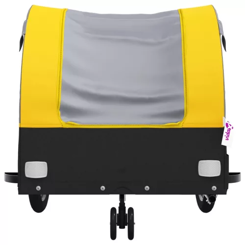 Fekete-sárga vas kerékpár-utánfutó 30 kg