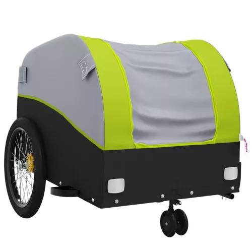 Fekete-zöld vas kerékpár-utánfutó 30 kg