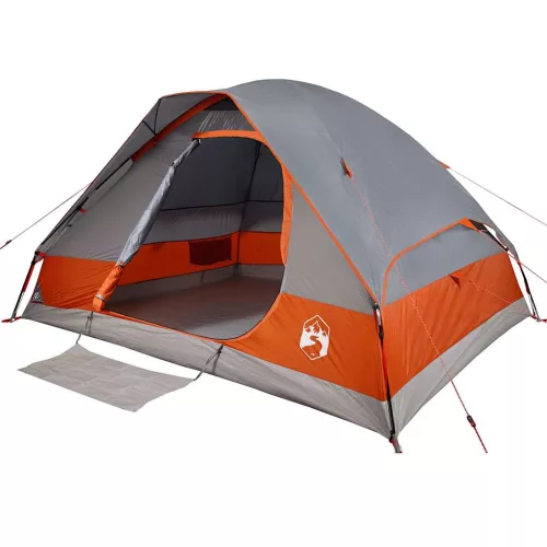 4 személyes szürke és narancssárga vízálló kupolás kempingsátor