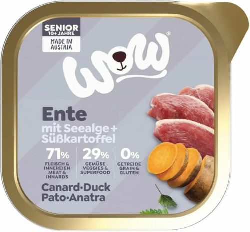 WOW Dog Alutálka Senior Kacsa 150g