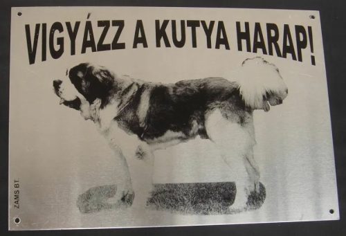 Kutya Harap Tábla Fém 8x12 (többféle)