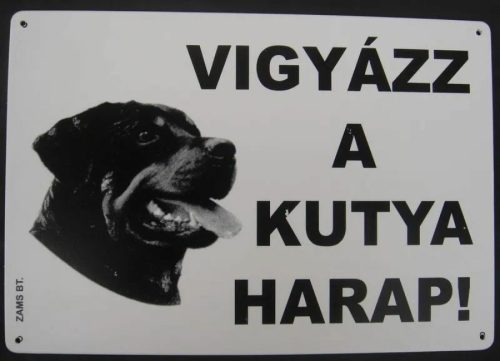 Kutya Harap Tábla Fém A/5 (többféle)