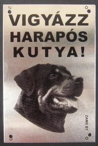 Kutya Harap Tábla Fém A/4 (többféle)